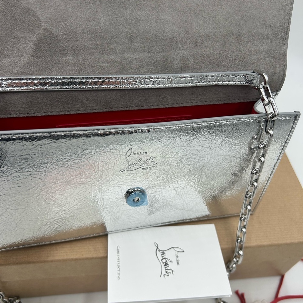 Women's Christian Louboutin, LOUBI54 clutch/shoulder bag with chain made Italy - Picture 9 of 15